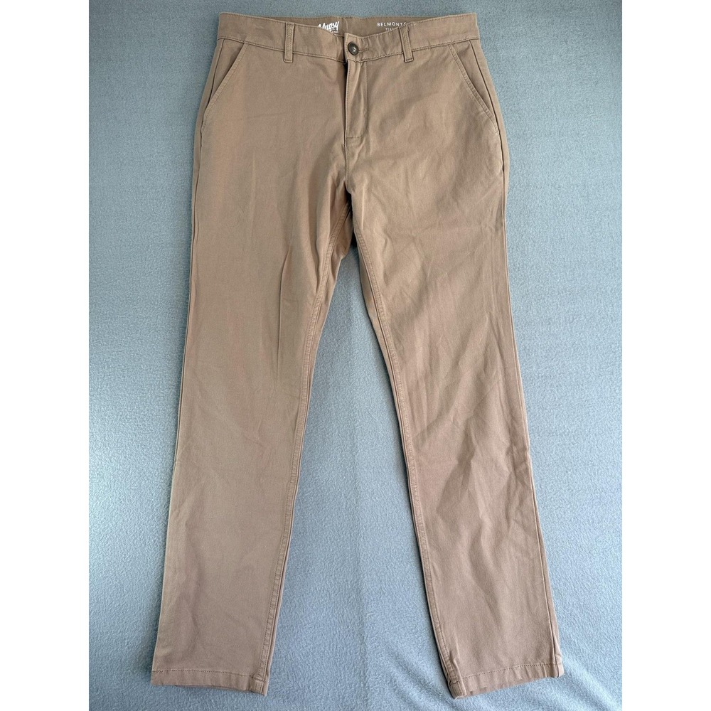 Mugsy Belmonts Pants Mens 35x30 Beige Regular Fit Stretch Chino Casual Straight
